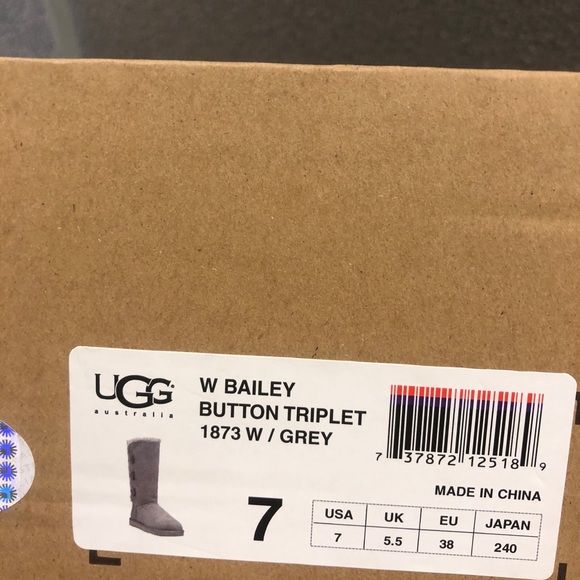 Grey uggs!! Button up!! Worn once. STILL IN BOX - Picture 4 of 4